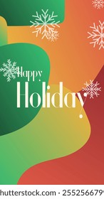 happy holiday in abstract christmas style backgound and snow flake for end year and new year holiday greeting card. vertical banners and wallpaper for social media stories teplate vector illustration