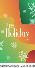 happy holiday in abstract christmas style backgound and snow flake for end year and new year holiday greeting card. vertical banners and wallpaper for social media stories teplate vector illustration