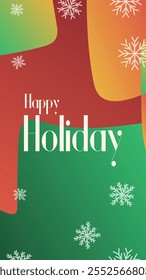 happy holiday in abstract christmas style backgound and snow flake for end year and new year holiday greeting card. vertical banners and wallpaper for social media stories teplate vector illustration