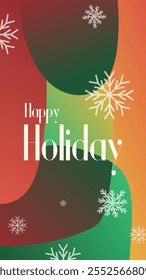 happy holiday in abstract christmas style backgound and snow flake for end year and new year holiday greeting card. vertical banners and wallpaper for social media stories teplate vector illustration