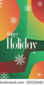 happy holiday in abstract christmas style backgound and snow flake for end year and new year holiday greeting card. vertical banners and wallpaper for social media stories teplate vector illustration