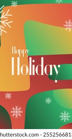 happy holiday in abstract christmas style backgound and snow flake for end year and new year holiday greeting card. vertical banners and wallpaper for social media stories teplate vector illustration