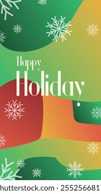 happy holiday in abstract christmas style backgound and snow flake for end year and new year holiday greeting card. vertical banners and wallpaper for social media stories teplate vector illustration