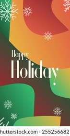 happy holiday in abstract christmas style backgound and snow flake for end year and new year holiday greeting card. vertical banners and wallpaper for social media stories teplate vector illustration