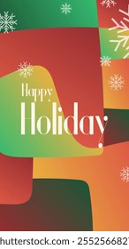 happy holiday in abstract christmas style backgound and snow flake for end year and new year holiday greeting card. vertical banners and wallpaper for social media stories teplate vector illustration