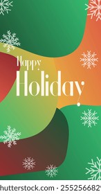 happy holiday in abstract christmas style backgound and snow flake for end year and new year holiday greeting card. vertical banners and wallpaper for social media stories teplate vector illustration