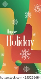 happy holiday in abstract christmas style backgound and snow flake for end year and new year holiday greeting card. vertical banners and wallpaper for social media stories teplate vector illustration