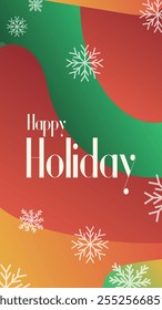 happy holiday in abstract christmas style backgound and snow flake for end year and new year holiday greeting card. vertical banners and wallpaper for social media stories teplate vector illustration