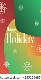 happy holiday in abstract christmas style backgound and snow flake for end year and new year holiday greeting card. vertical banners and wallpaper for social media stories teplate vector illustration