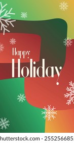 happy holiday in abstract christmas style backgound and snow flake for end year and new year holiday greeting card. vertical banners and wallpaper for social media stories teplate vector illustration