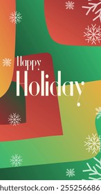 happy holiday in abstract christmas style backgound and snow flake for end year and new year holiday greeting card. vertical banners and wallpaper for social media stories teplate vector illustration