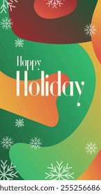 happy holiday in abstract christmas style backgound and snow flake for end year and new year holiday greeting card. vertical banners and wallpaper for social media stories teplate vector illustration