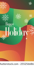 happy holiday in abstract christmas style backgound and snow flake for end year and new year holiday greeting card. vertical banners and wallpaper for social media stories teplate vector illustration