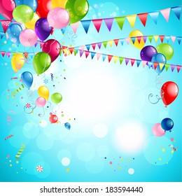 Happy holiday background with bright multicolor balloons