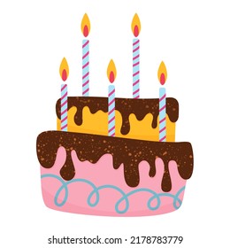 Happy holiday baked cakes with candles vector