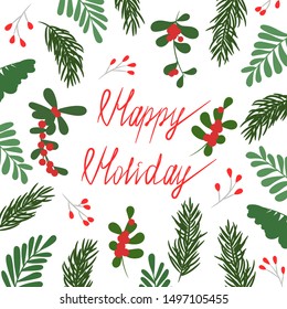 Happy Holiday Botanical Card Template Plant Stock Vector (royalty Free 