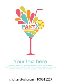 happy holiday card with cocktail. vector illustration