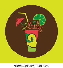 happy holiday card with cute cocktail. vector illustration