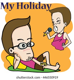 happy holiday cartoon vector character