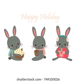 Happy holiday with cute rabbit.