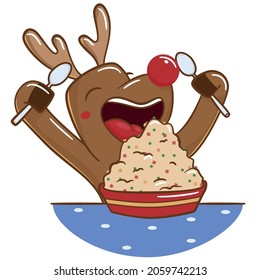happy holiday deer going to eat salad