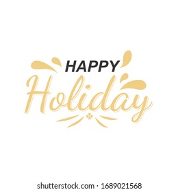 Happy holiday design banners with drop of water. Orange and lack letters on white background decorated with orange flowers.