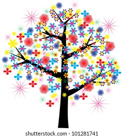 Happy holiday, funny tree with flower