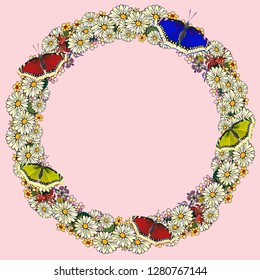 Happy Holiday. Greeting card with floral ornament. Vector illustration.