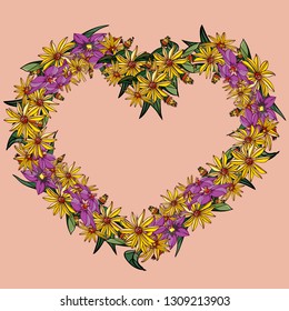 Happy Holiday. Greeting card with floral ornament. Vector illustration.