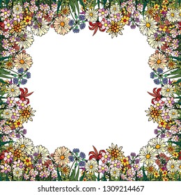 Happy Holiday. Greeting card with floral ornament. Vector illustration.