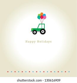 happy holiday greeting with little truck graphic