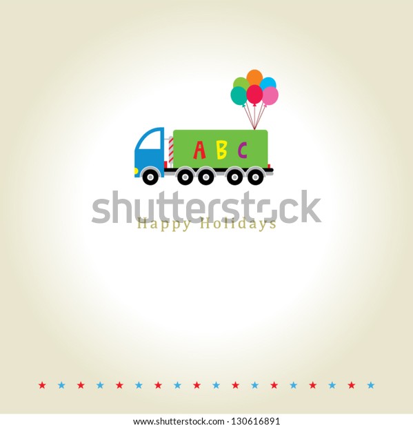 happy holiday\
greeting with little truck\
graphic
