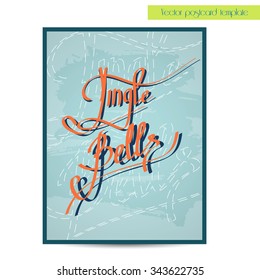 Happy holiday lettering. Handwritten vector calligraphy.  Handwritten vector calligraphy over blue poster or poscard template