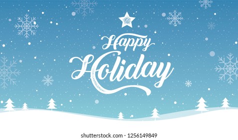 Happy Holiday, Merry Christmas, happy new year,  landscape winter, vector illustration.