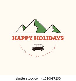 Happy holiday on the beach flat design concept, vector illustration