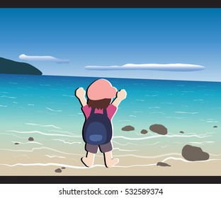 Happy holiday on the beach vector