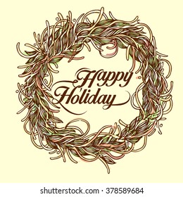Happy holiday with Ornamental flora circles decors. Decorative style. Background vector illustration.