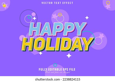 Feliz efecto de texto malva de vacaciones editable por vector con estilos gráficos