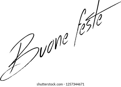 Happy Holiday season writen in Italian on white background