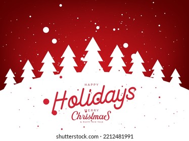 happy holiday with snowy land scape winter festival celebration theme background for advertisement brochure template banner website cover product package design presentation greeting card vector eps.