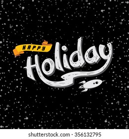 happy holiday space rocket theme
