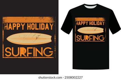 Happy holiday surfing retro t shirt design