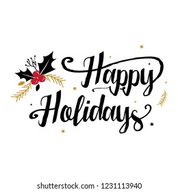 Happy Holiday Text 04 White Background Stock Vector (Royalty Free ...