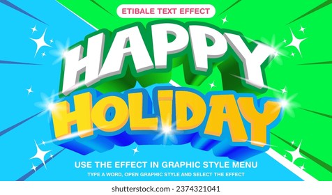 Feliz texto navideño 3d estilo texto editable efecto