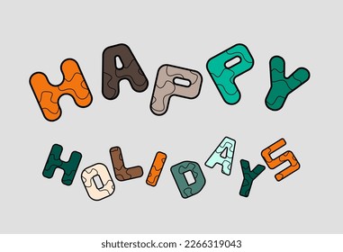 Feliz diseño vectorial de vacaciones con una fuente única.