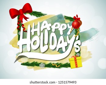 Happy Holiday Vector Illustration Frame Brush Stock Vector (royalty 