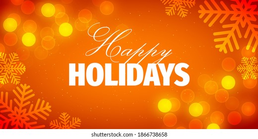 Happy Holidays Background with Bokeh Lights, party poster, greeting card, banner or invitation