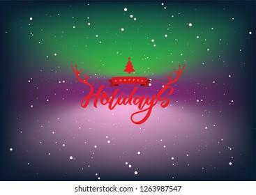 Happy Holidays Background, Postcard Banner, Gift Tag Label, Vector EPS 10.