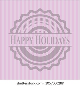 Happy Holidays badge with pink background