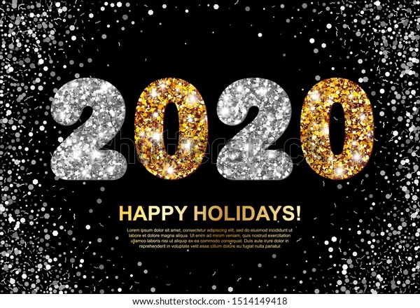 Happy Holidays Banner Gold Silver Stock Vector Royalty Free